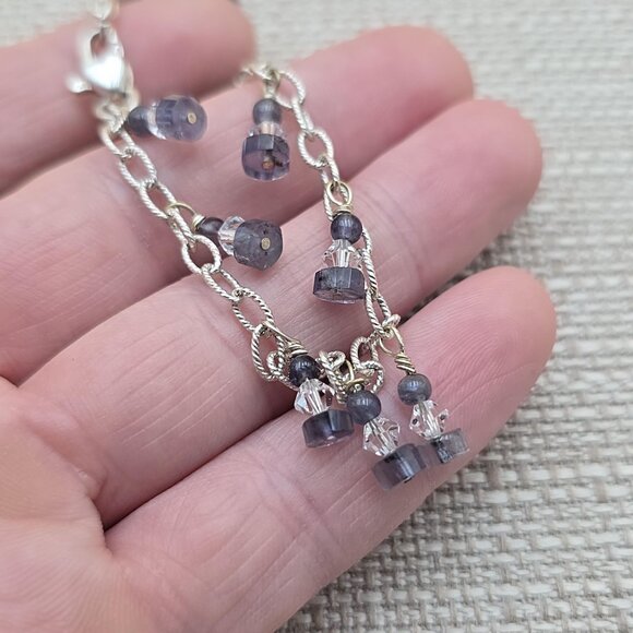 7 Inch Sterling Silver Quartz Stone Charms Bracelet A5011 - Picture 4 of 6